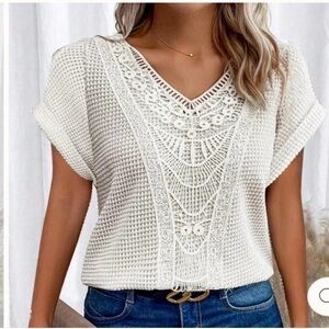 Elegant Cream Crochet Women Top